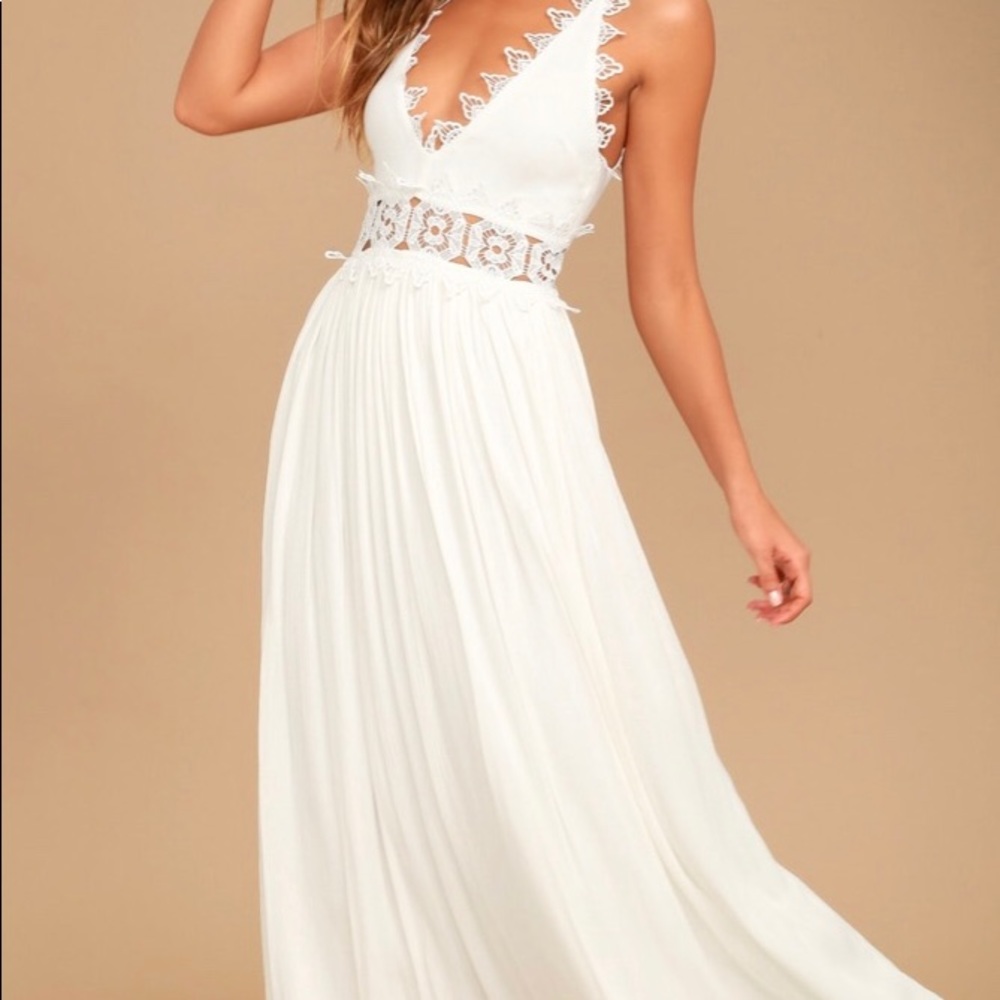 This Is Love- white lace LuLus Dress